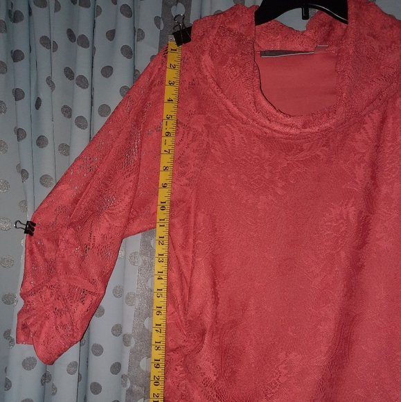 Simonton Ruched Lace Top M - Picture 3 of 9